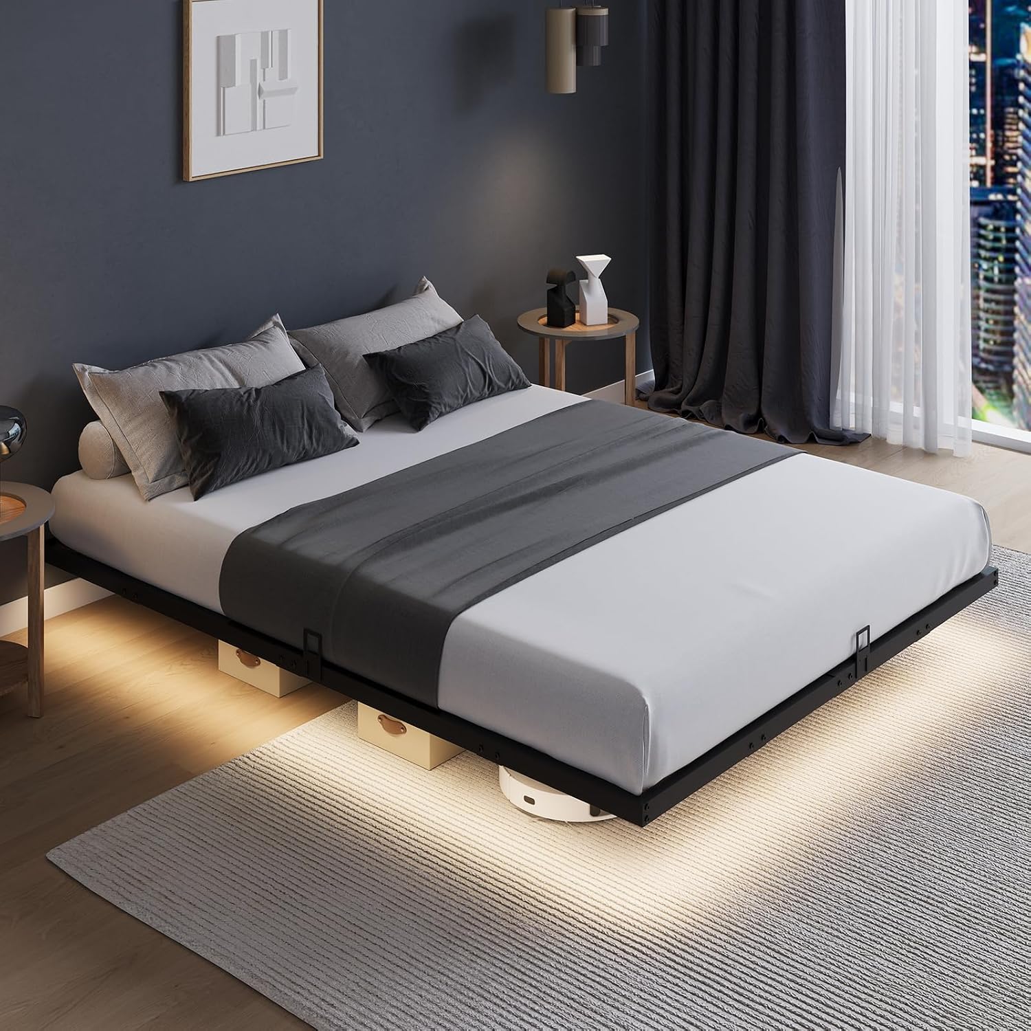 Memory Foam Mattress In A Box Queen - Cadre de lit à plateforme flottante