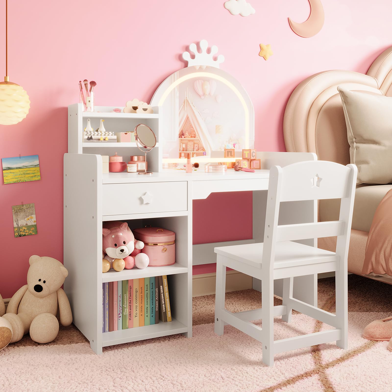 Ensemble coiffeuse et chaise p - Dressing Table Vanity With Lighted Mirror avis et prix