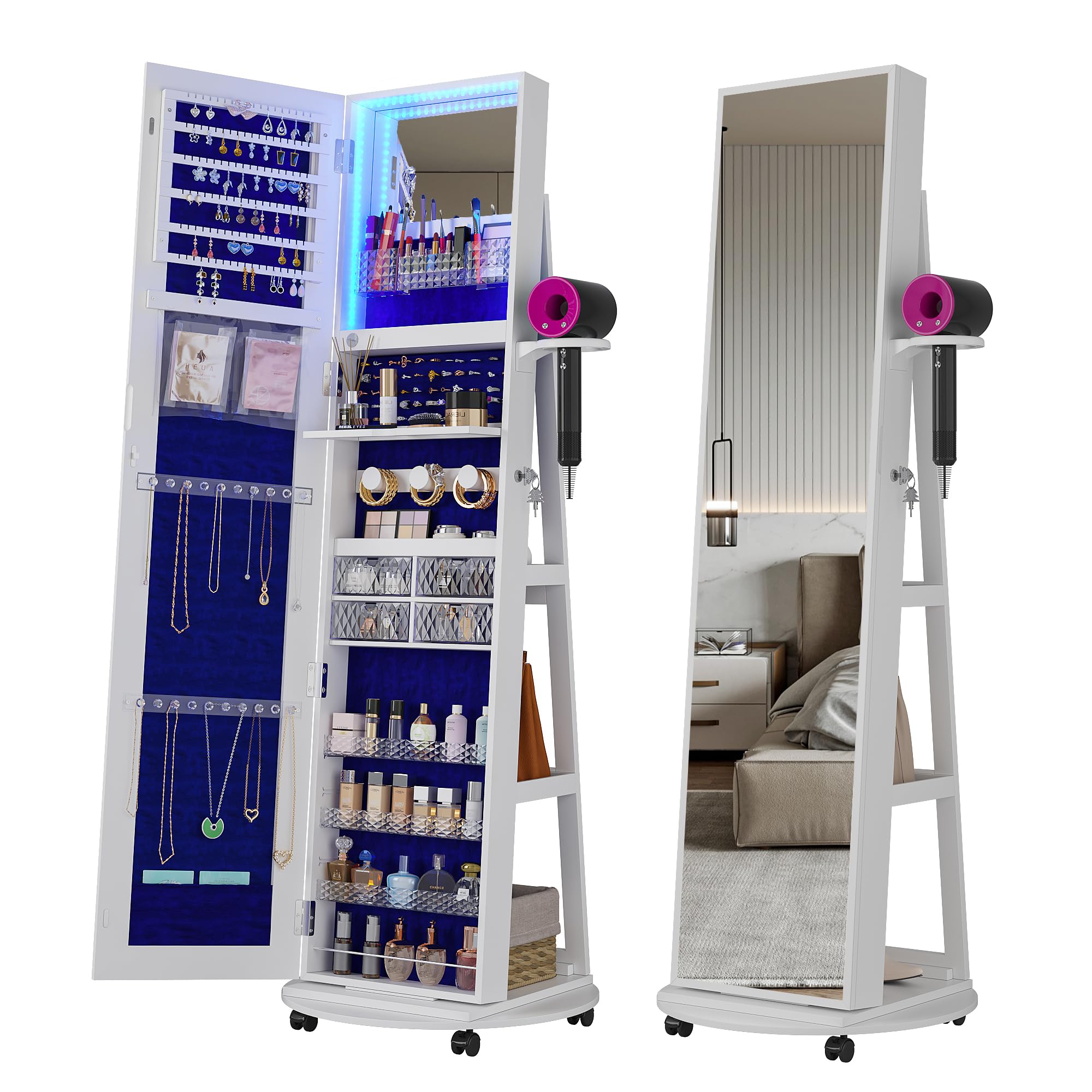 360 °   Armoire à bijoux pivot - Full Length Mirror Jewelry Armoire avis et prix