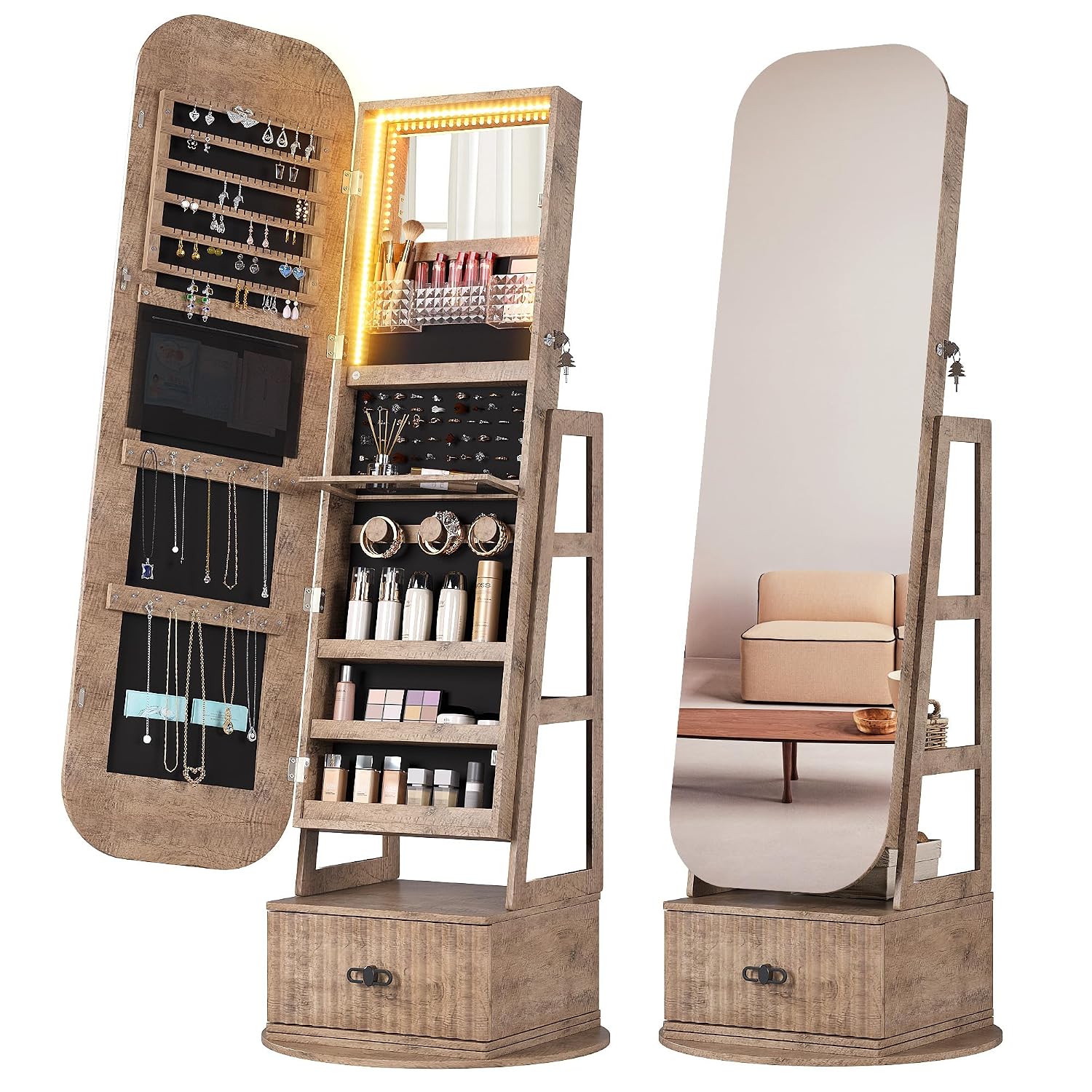 Organisateurs de bijoux pivota - Full Length Mirror Jewelry Armoire avis et prix